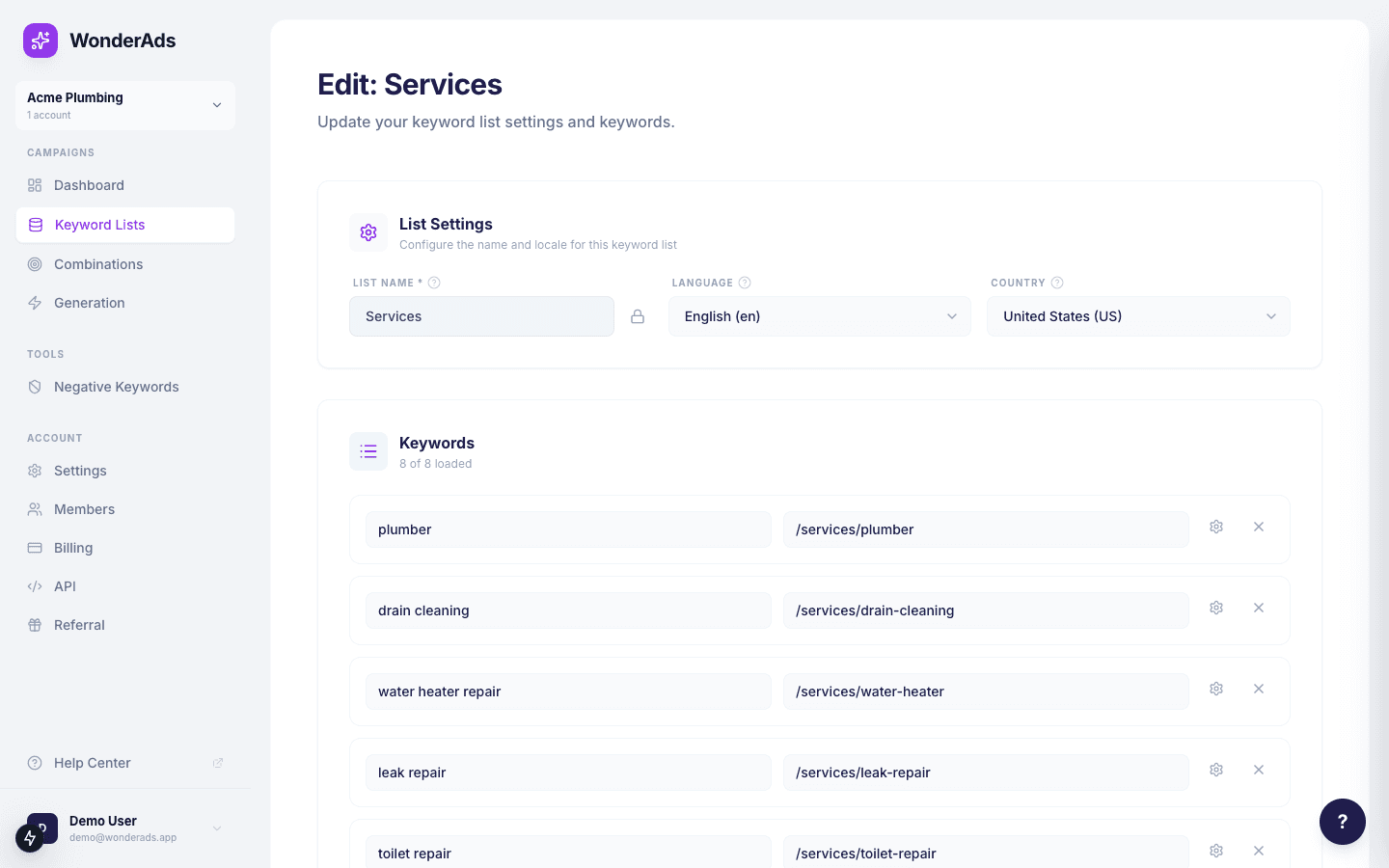 Screenshot showing keyword synonyms in the editor