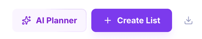 Screenshot of the AI Planner button on the Keyword Lists page